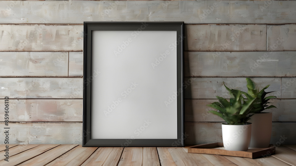 Frame mockup. Home Office wall poster mockup. Interior mockup with office background. Modern interior design. 3D render