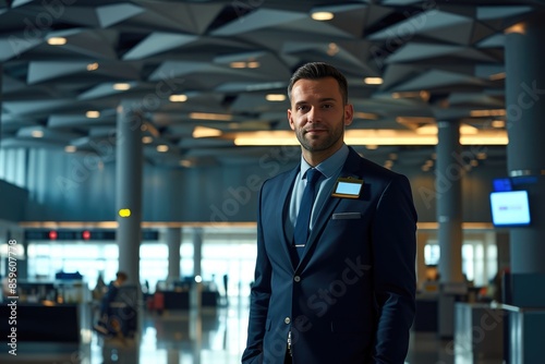 Wallpaper Mural Confident airport staff in modern terminal Torontodigital.ca