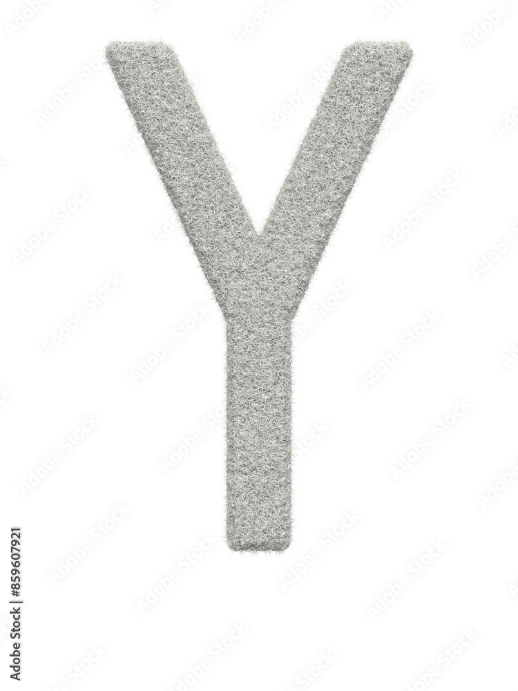 Letter Y made of white wool with many fine hairs, transparent background, 3d rendering Letter Y made of white wool with many fine hairs, transparent background, 3d rendering