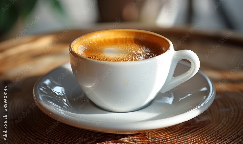 Close-up of an espresso coffee on a table Close-up of an espresso coffee on a table