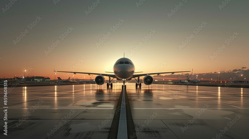 Obraz premium Twilight Serenity: Airliner Resting at Dusk