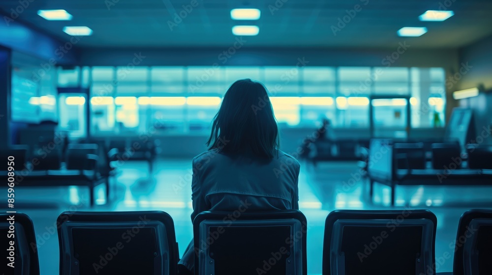 Solitary Traveler: Airport Lounge Scene Solitary Traveler: Airport Lounge Scene