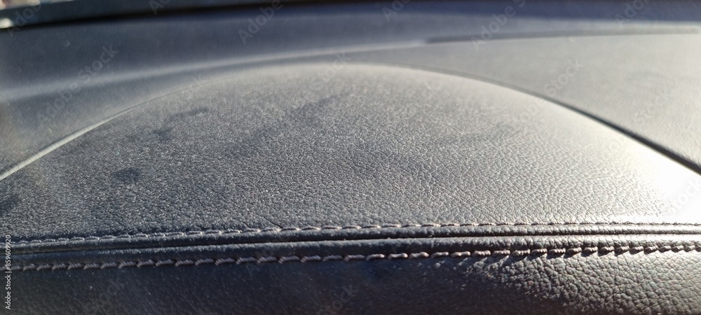 Car dashboard interior filled with pollen after sudden warm period, maintenance to avoid allergic reaction Car dashboard interior filled with pollen after sudden warm period, maintenance to avoid allergic reaction