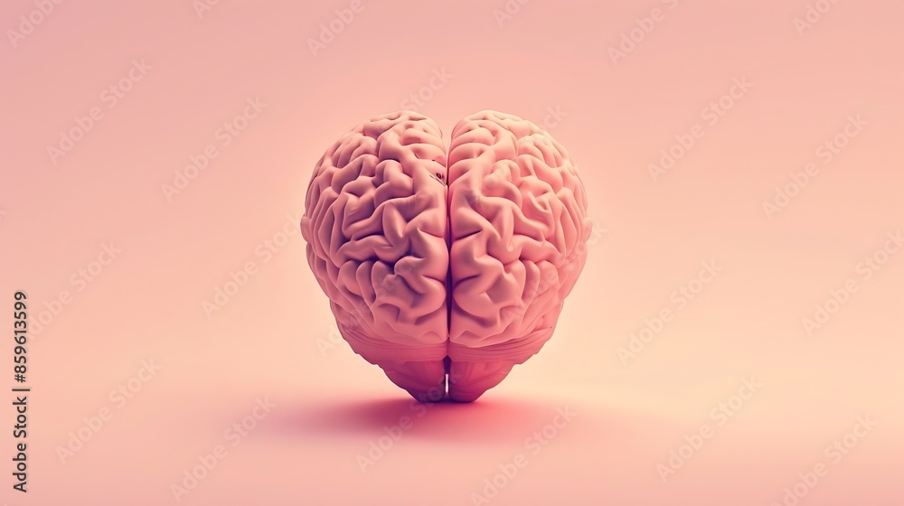 Pink heartshaped brain on isolated pastel beige background Minimal surreal abstract creative concept of emotional intelligence or love thoughts Symbol of love from brain Valentines day : Generative AI Pink heartshaped brain on isolated pastel beige background Minimal surreal abstract creative concept of emotional intelligence or love thoughts Symbol of love from brain Valentines day : Generative AI