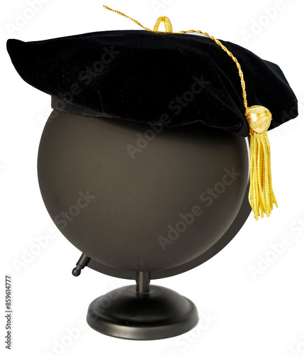 Black PhD doctorate tam cap hat with gold tassel	
