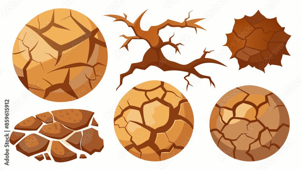 a collection of six cracked earth or rock formations, each exhibiting unique patterns and textures that suggest natural erosion or geological processes a collection of six cracked earth or rock formations, each exhibiting unique patterns and textures that suggest natural erosion or geological processes