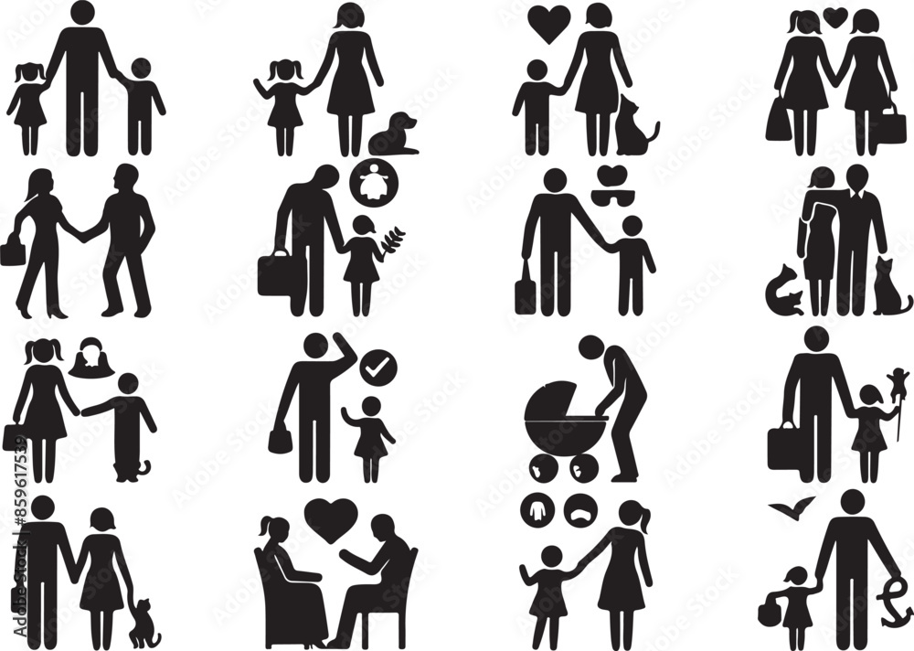 The Family Icon Set: Simple Silhouettes, Big Impact, Vector Illustration The Family Icon Set: Simple Silhouettes, Big Impact, Vector Illustration