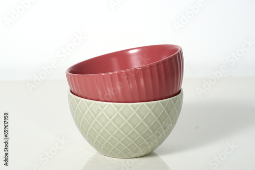 Modern kitchen supplies, red, and green bowls