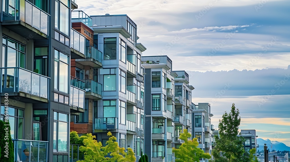 Modern Apartment Buildings in Vancouver British Columbia Canada : Generative AI Modern Apartment Buildings in Vancouver British Columbia Canada : Generative AI
