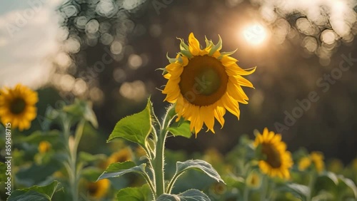 Sunflowers Blooming Under Soft Sunlight