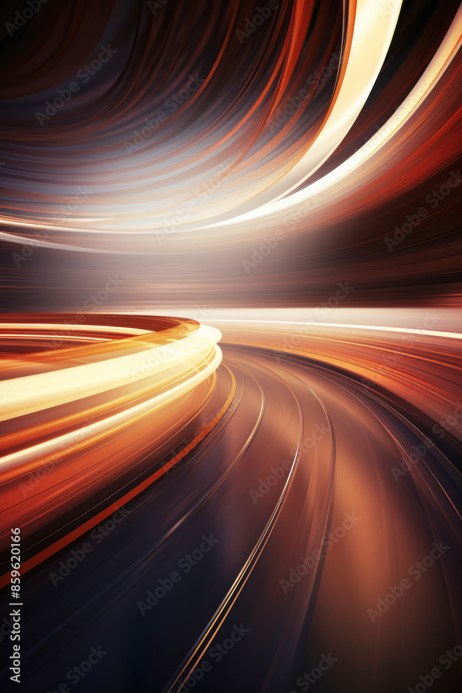 generated illustration of blurred motion view of a futuristic tunnel with smooth curves. generated illustration of blurred motion view of a futuristic tunnel with smooth curves.