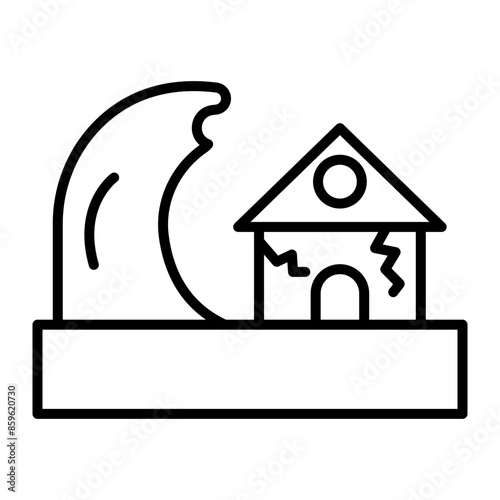 Tsunami Line Icon