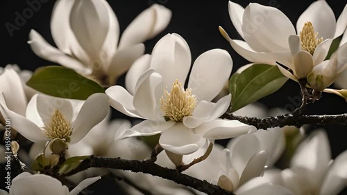 Nocturnal Bloom: White Magnolias Under Light
