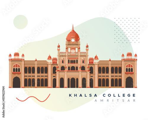 Historic Khalsa College - Amritsar - Punjab - Stock Illustration