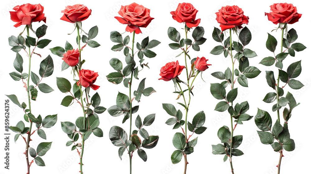 Red rose on a transparent background, ideal for greeting cards and romantic decorations. This botanical illustration captures the beauty and elegance of a single rose in full bloom Red rose on a transparent background, ideal for greeting cards and romantic decorations. This botanical illustration captures the beauty and elegance of a single rose in full bloom
