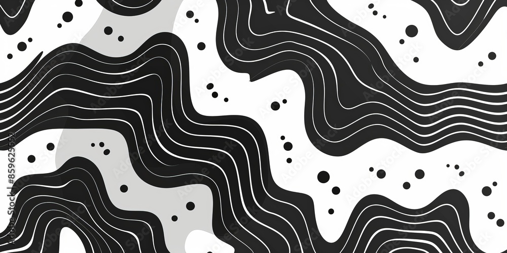 Abstract Black And White Wavy Pattern