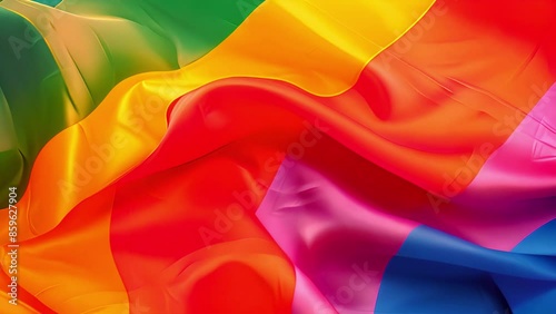 Rainbow LGBT pride flag. Lesbian lgbtq flag video waving in wind. Seamlessly looping 3D animation. Realistic Gay Flag background. International Day Against Homophobia. Background rainbow colors LGBTQ photo