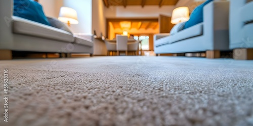 Chic furniture and plush carpet seen from a low angle indoors. Concept Indoor Photoshoot, Low Angle Perspective, Chic Decor, Plush Carpet, Interior Design photo