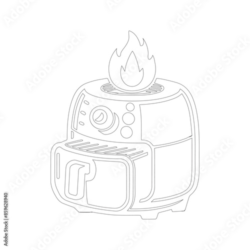 Isolated Air Fryer Icon on White Background .vector graphic icon