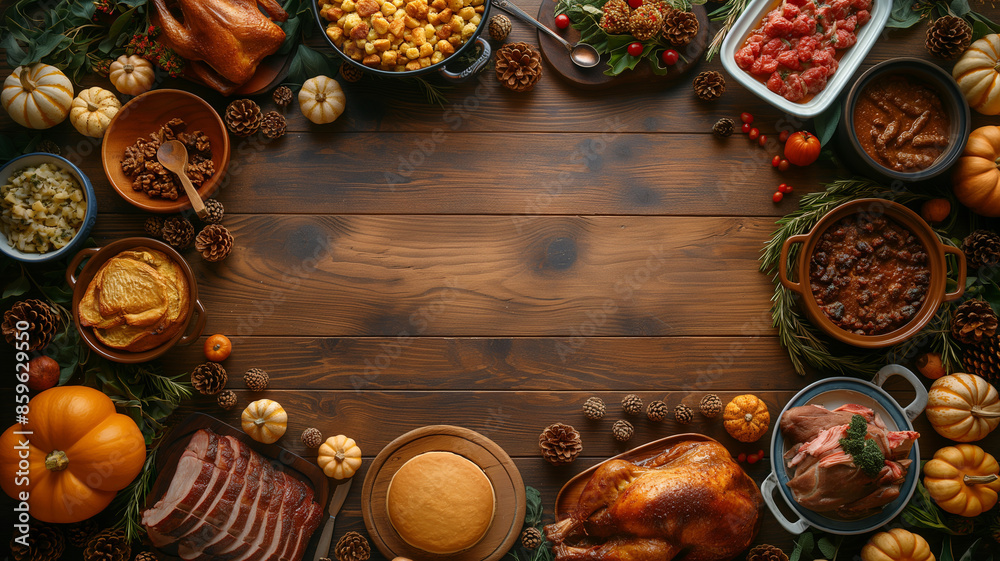 A festive background with food for Thanksgiving dinner, A festive background with food for Thanksgiving dinner,