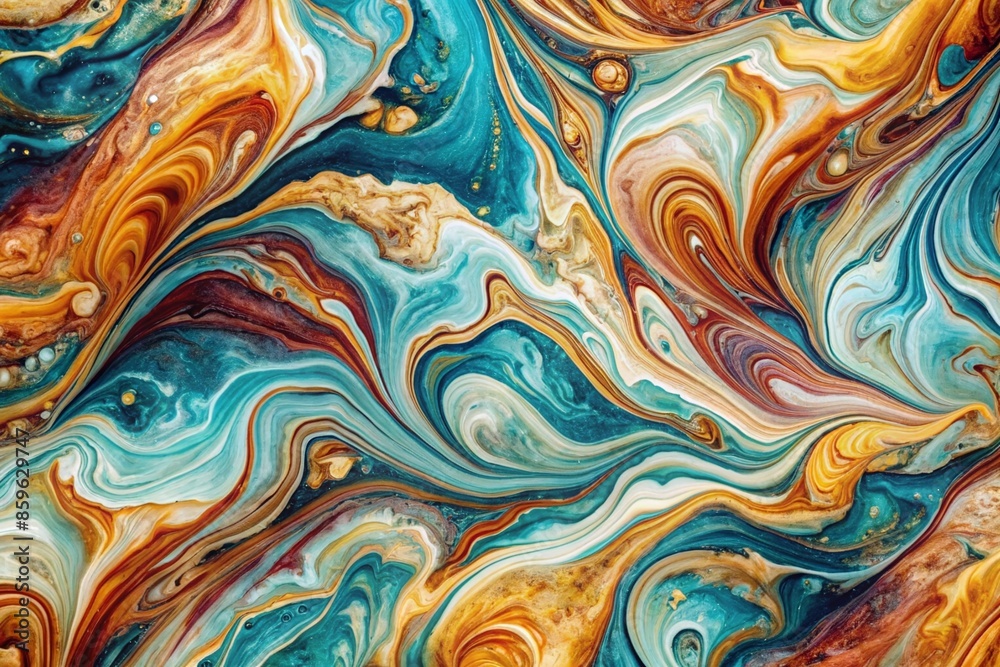 Abstract Marble Texture with Swirling Teal and Orange Hues Abstract Marble Texture with Swirling Teal and Orange Hues