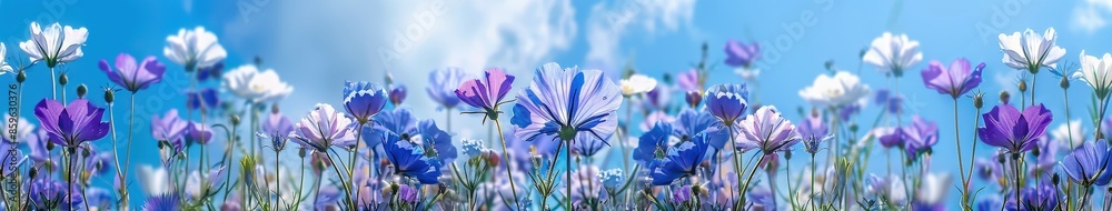 Fototapeta premium Purple and White Flowers in a Field