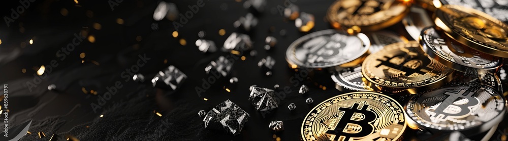 Bitcoin with white and black background with space. Bitcoin with white and black background with space.