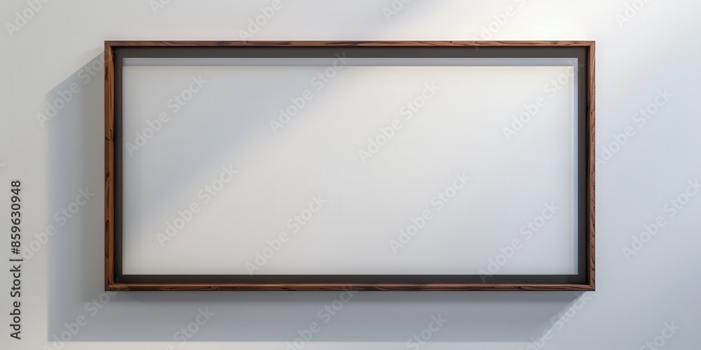 Empty Wooden Frame on White Wall Empty Wooden Frame on White Wall