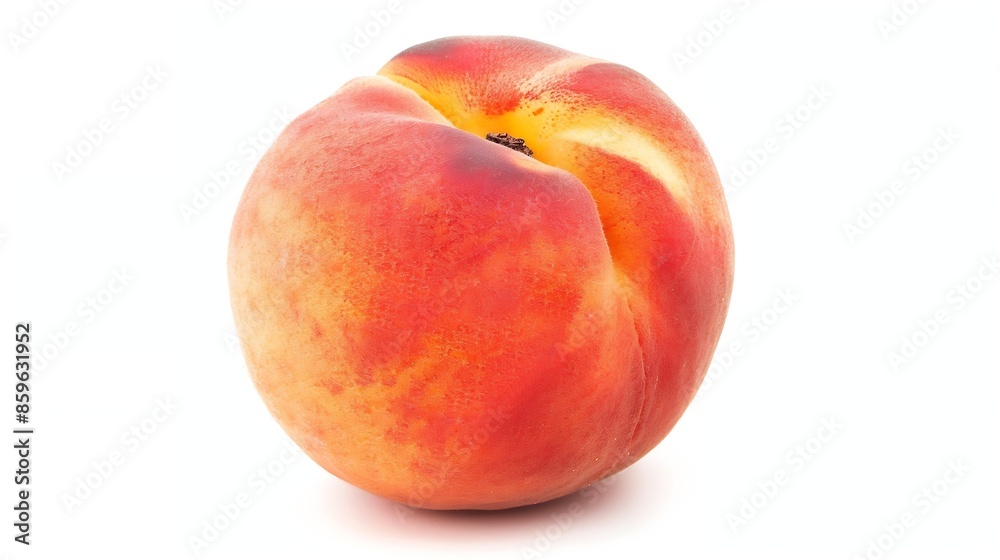 Ripe peach fruit isolated on white background cutout : Generative AI Ripe peach fruit isolated on white background cutout : Generative AI