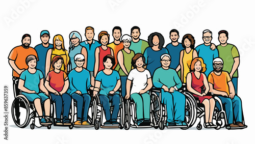 Group of People with Disabilities Vector Illustration