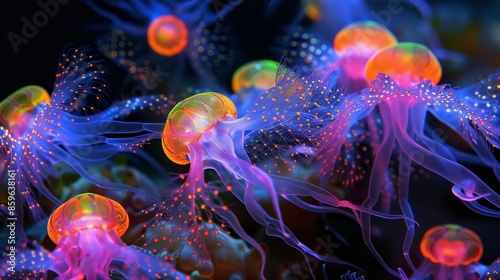 Neon Marine Life Ocean Exploration: A photo of neon-colored marine life encountered during ocean exploration