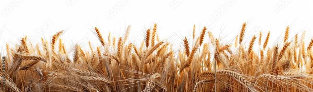 A field with golden wheat on white background, panoramic A field with golden wheat on white background, panoramic