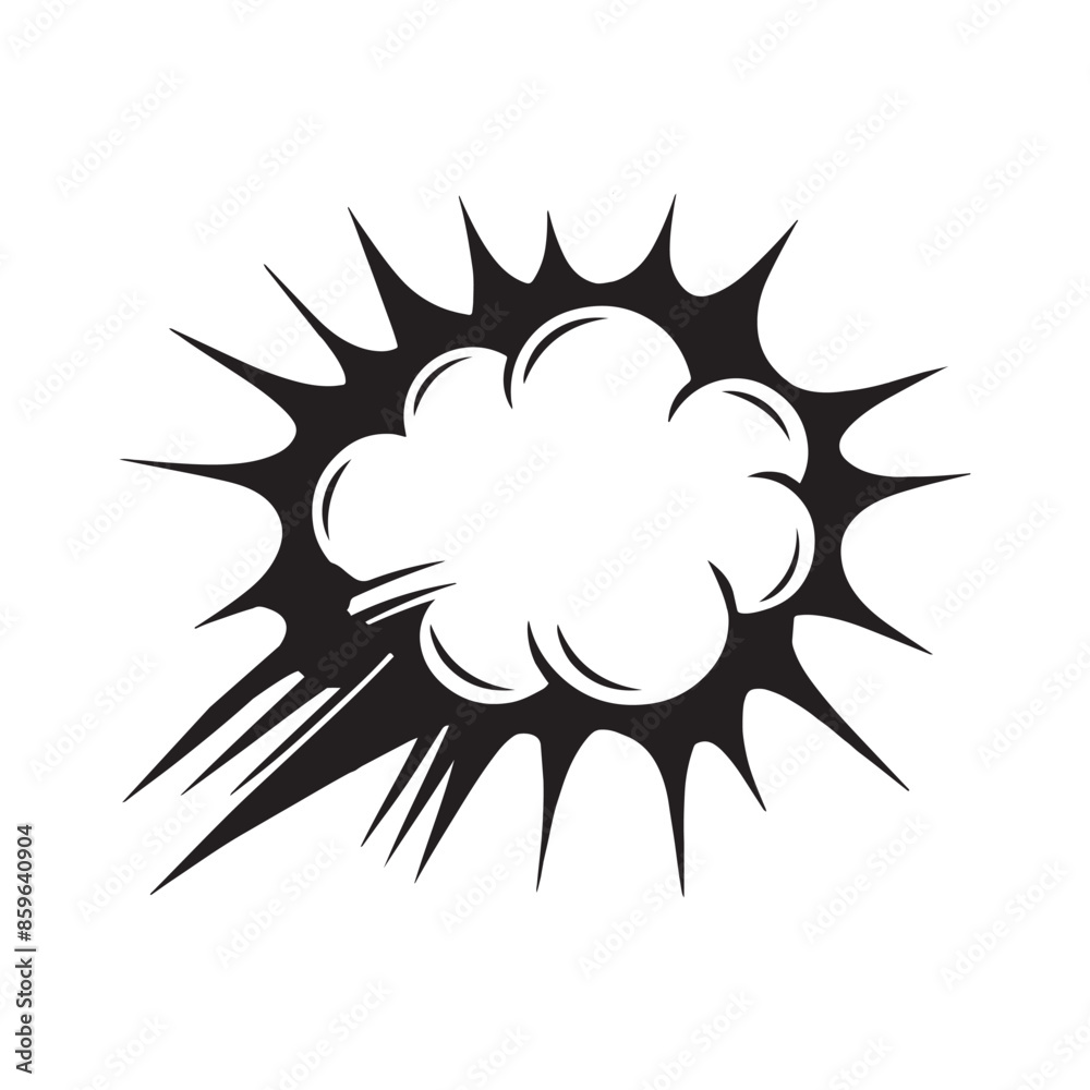 A typical comic book speech bubble silhouette, slightly rectangular in shape, with a white background, concept illustration A typical comic book speech bubble silhouette, slightly rectangular in shape, with a white background, concept illustration