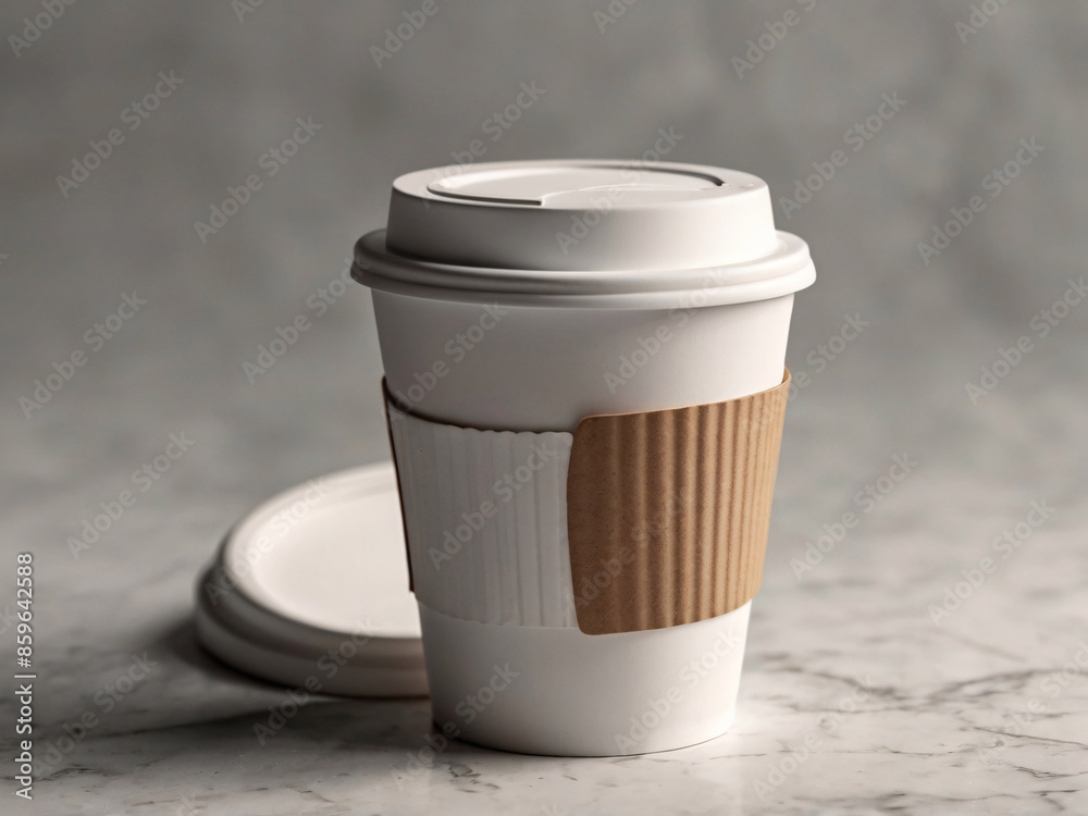 Paper Coffee Cup with a blank wraparound Mockup with plain background Paper Coffee Cup with a blank wraparound Mockup with plain background