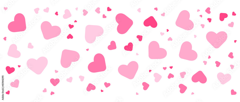 Pink hearts corner particles. Vector illustration. Pink hearts corner particles. Vector illustration.