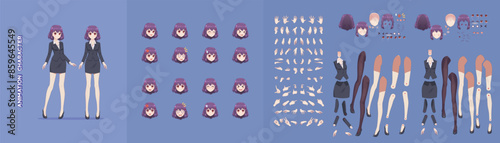 Anime manga girl business woman for animation