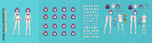 Anime manga girl cartoon characters for animation