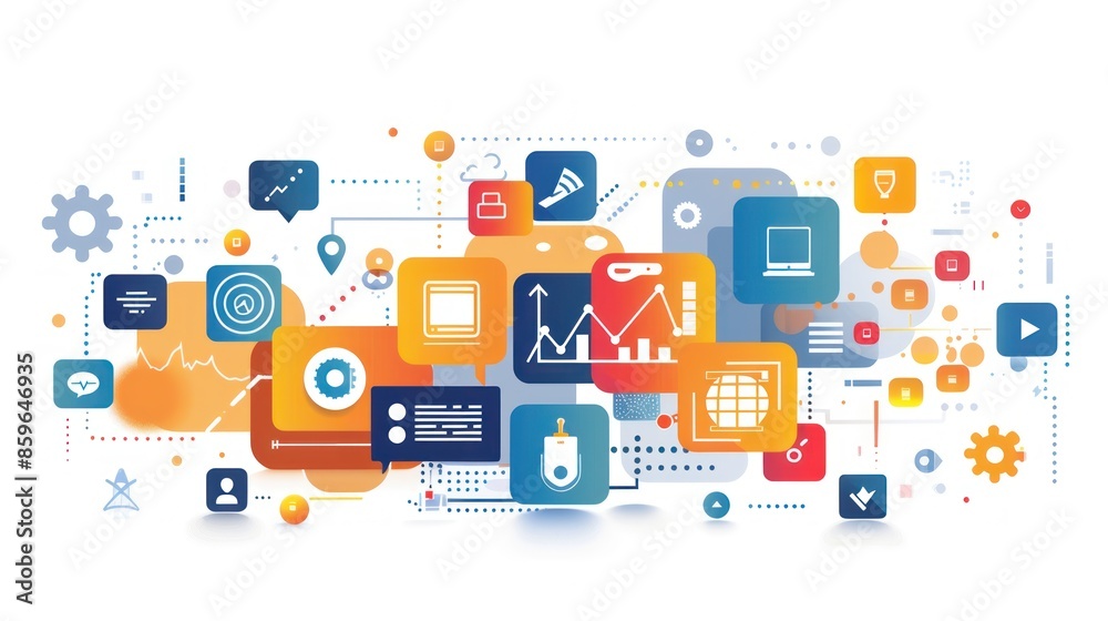Digital Business Innovation on White Background. generative AI image Digital Business Innovation on White Background. generative AI image