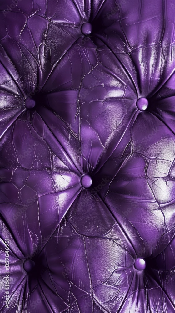 Fototapeta premium Close-up of tufted purple leather texture, detailed pattern. Luxurious upholstery concept