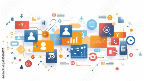 Wallpaper Mural Digital Business Innovation on White Background. generative AI image Torontodigital.ca