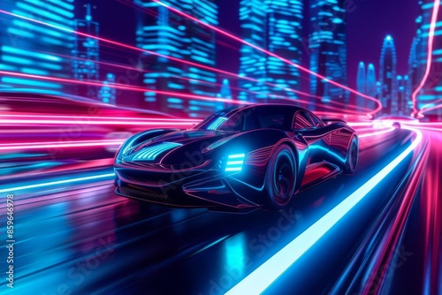 Neon Metropolis Futuristic Cyberpunk Cityscape with Flying Cars