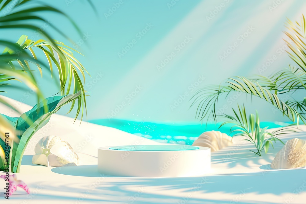 Obraz premium 3D render minimal summer background with an empty