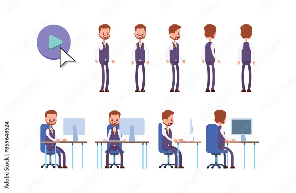 businessman. cartoon character animation kit. pos businessman. cartoon character animation kit. pos