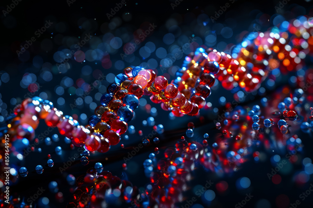 A detailed model of a DNA strand, representing genetic research. Concept of science and discovery. Generative Ai. A detailed model of a DNA strand, representing genetic research. Concept of science and discovery. Generative Ai.