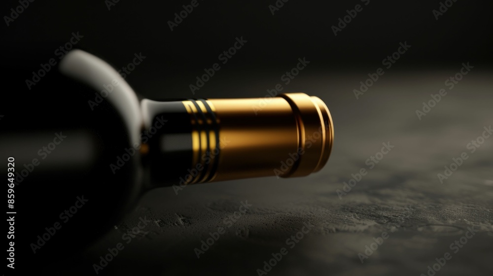 Wine Bottle Lying on Dark Surface. Generative ai. Wine Bottle Lying on Dark Surface. Generative ai.