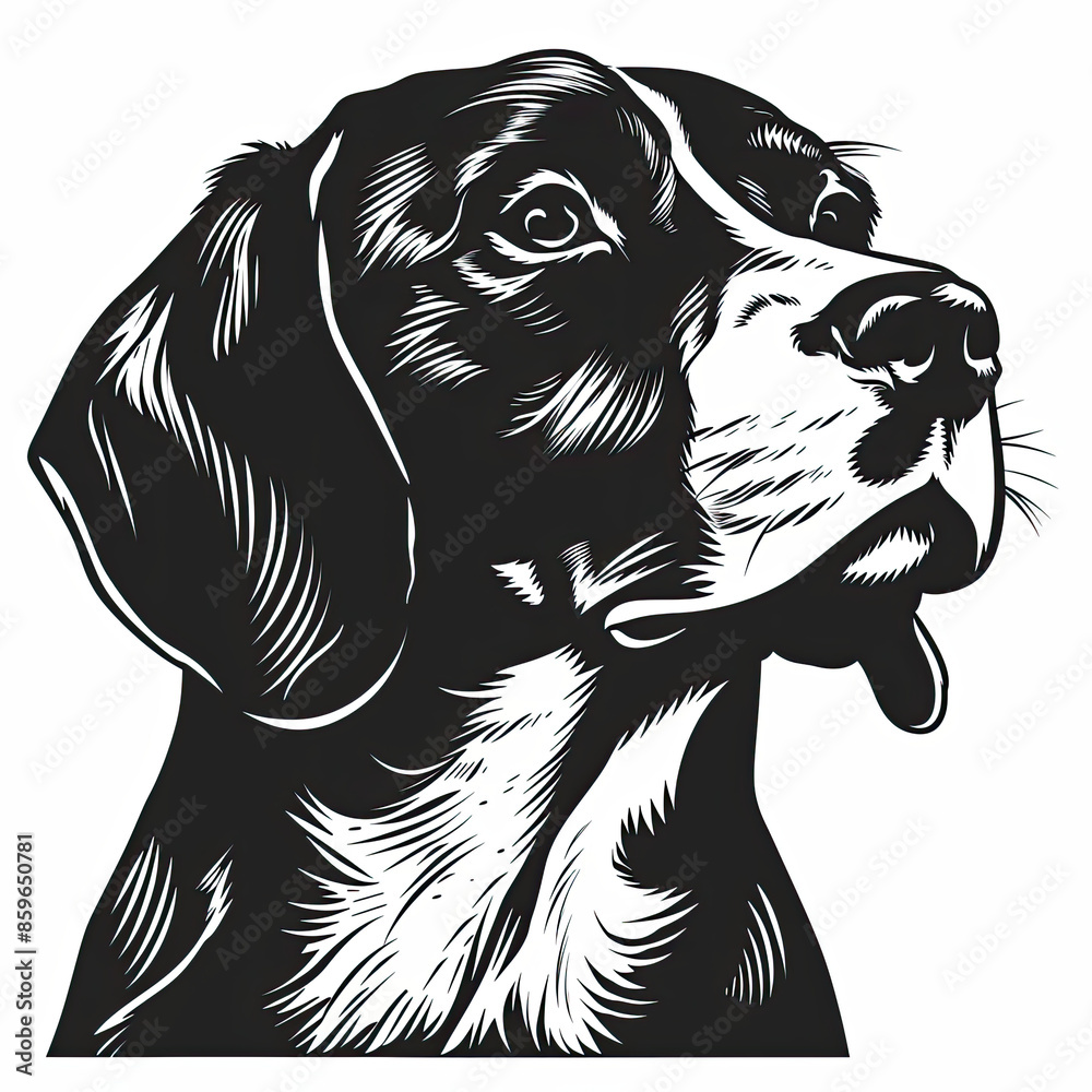 Fototapeta premium A black and white drawing of a beagle dog