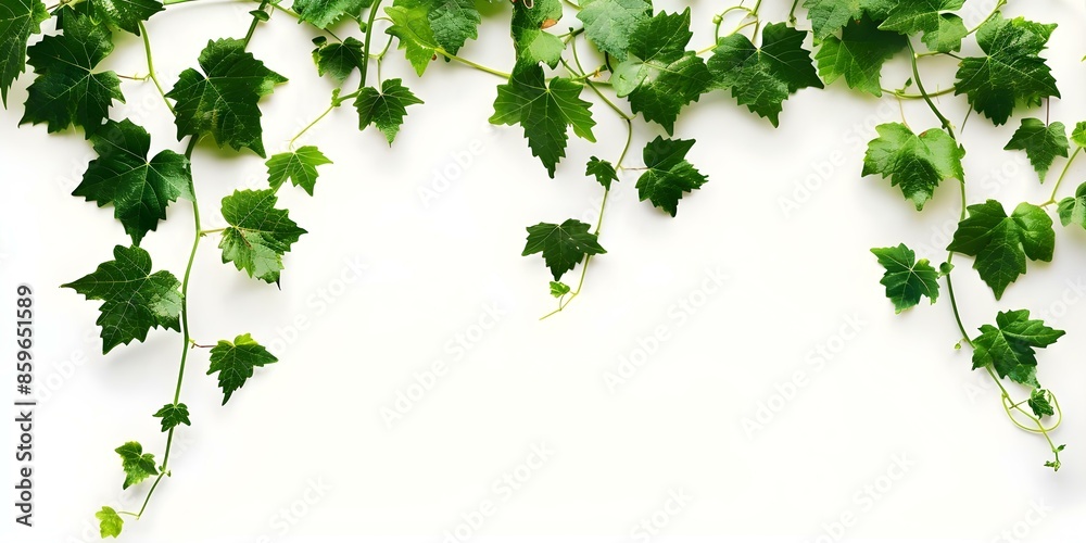 Translucent Green Vine Against White Background. Concept Transparent Objects, Greenery, Studio Photography Translucent Green Vine Against White Background. Concept Transparent Objects, Greenery, Studio Photography