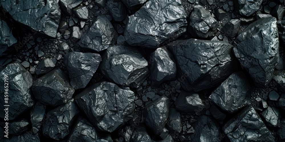 Close-up of black coal rocks with shiny surfaces. Perfect for backgrounds, textures, and industrial themes. Close-up of black coal rocks with shiny surfaces. Perfect for backgrounds, textures, and industrial themes.