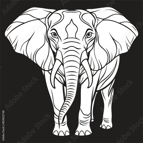 coloring book elephant vector art illustration