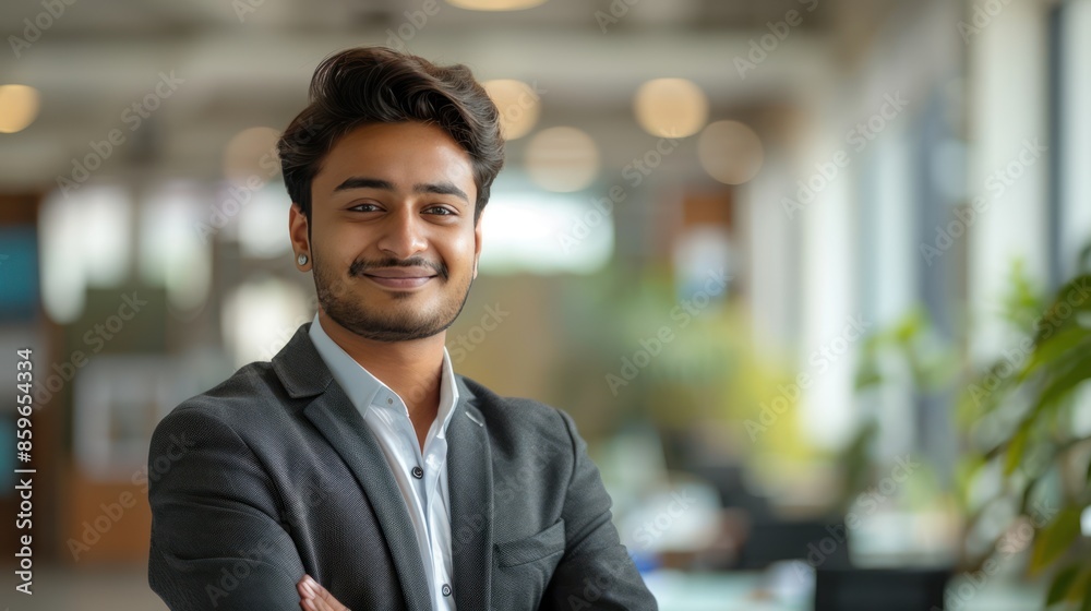 Confident Indian Business Leader Smiling in Office - Young Manager and Executive from India Confident Indian Business Leader Smiling in Office - Young Manager and Executive from India